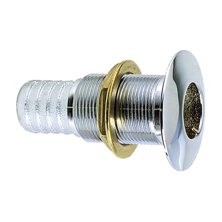 1 Thru-Hull Fitting F/ Hose Chrome Plated Bronze